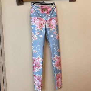 New Floral aqua blue / pink  Leggings